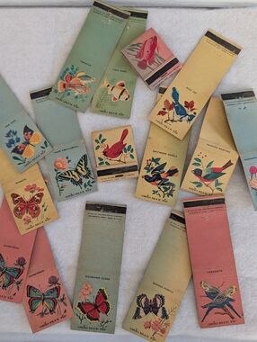 Vintage Fish,Bird & Butterfly Decorative Matchbook Lot Of 16
